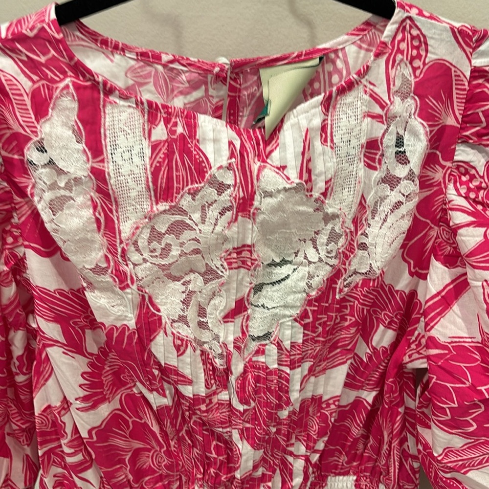 FARM Rio Red & White Floral Smocked Mini Dress - Picture 5 of 5